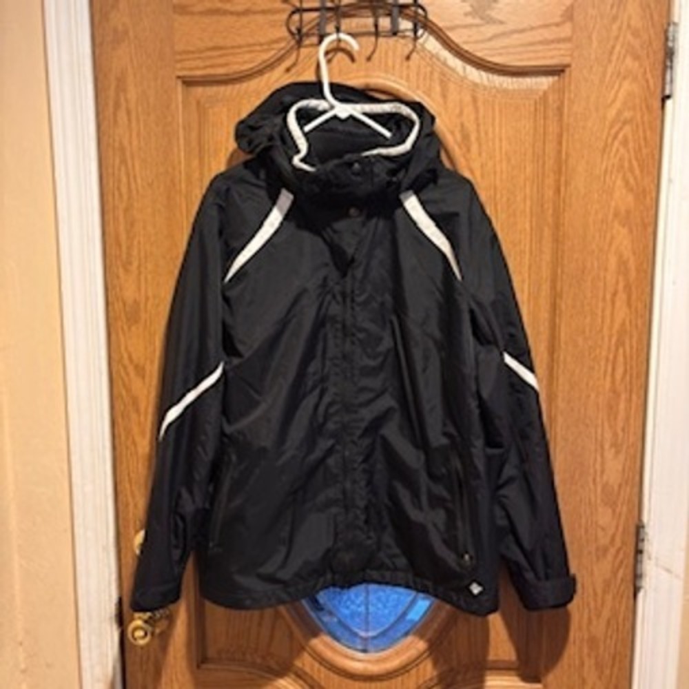 Bugaboo Black Hooded Waterproof Jacket with White‎ Accents Men's XXL